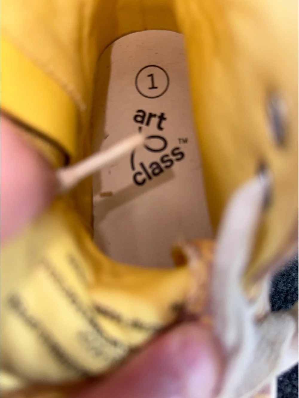 Art Class Kids Size 1 Yellow Pink Checkerboard High Top Sneakers Side Zip Shoes